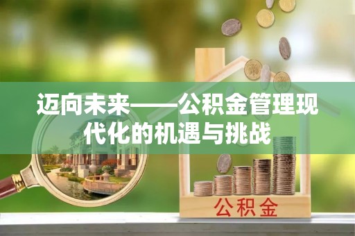 双塔迈向未来——公积金管理现代化的机遇与挑战